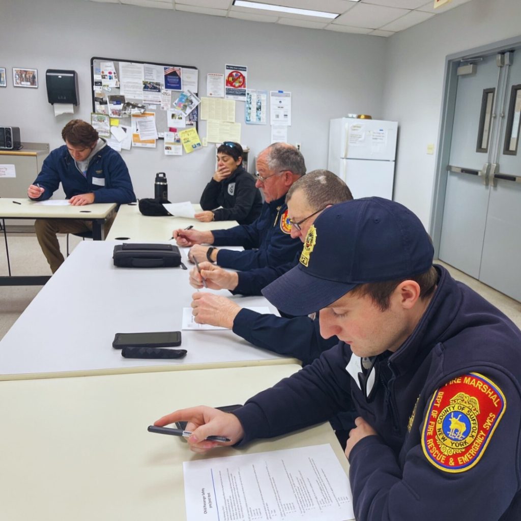 members working on paper test